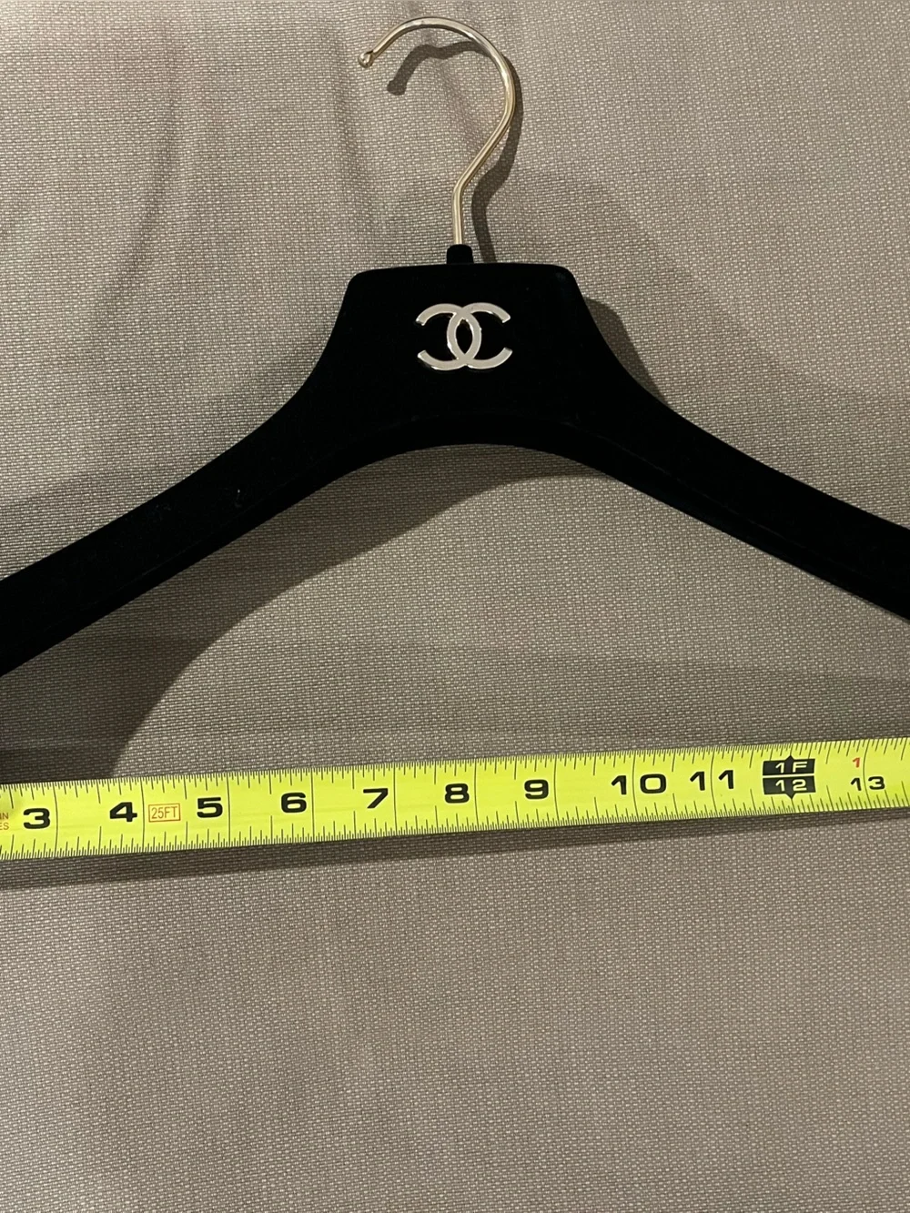 CHANEL Lot of Six Black Flocked Dress/Jacket Hangers with Gold-tone CC Logo